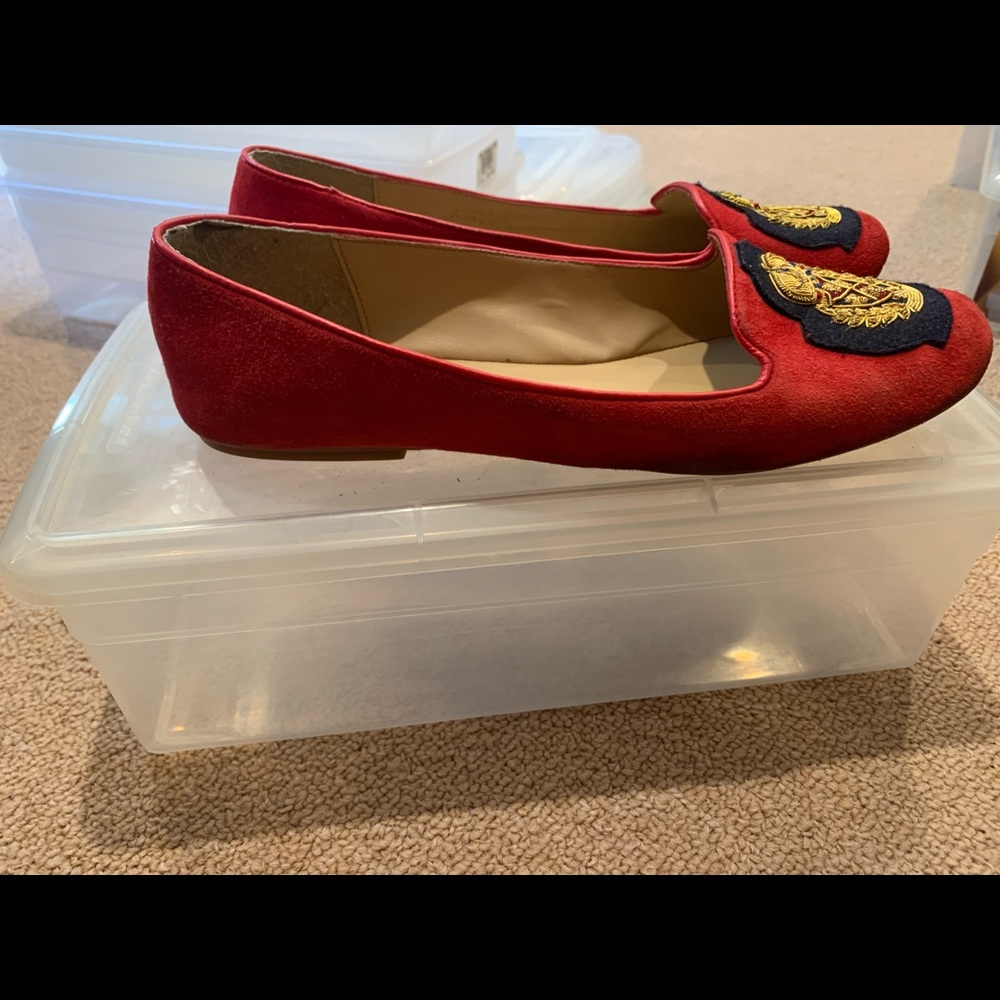 Nine west red sueded loafers